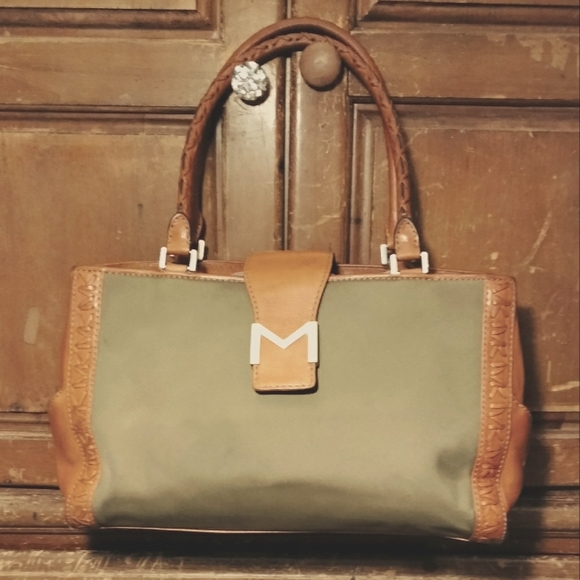 Rare Vintage Michael Kors Tan and Olive Green Shoulder Bag - Picture 1 of 12